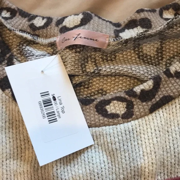 Leopard tan dark tan dustyrose ladies Large new w/tags soft light comfy CesFemme - Picture 3 of 7